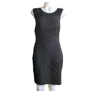 Black Diagonal Pleat Bodycon Little Black Dress